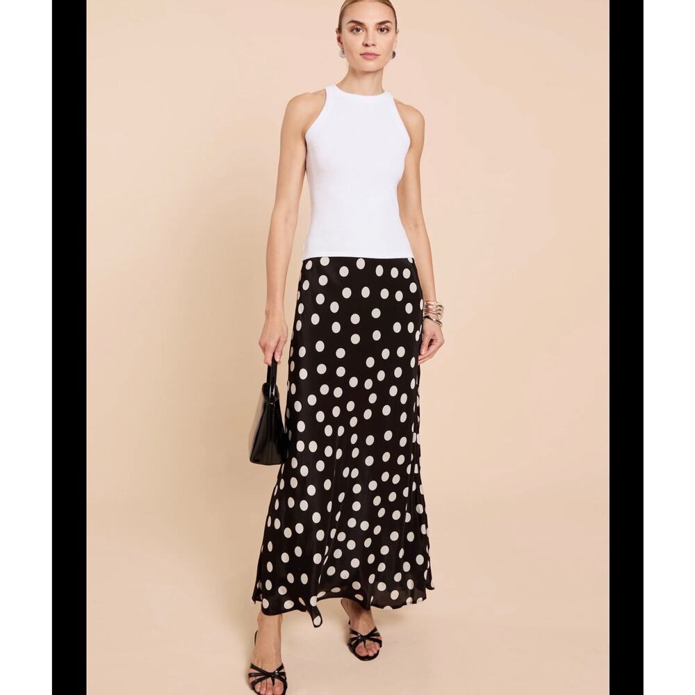 $172 New Kourt black white polka dot Astoria skirt sz M - Picture 2 of 10